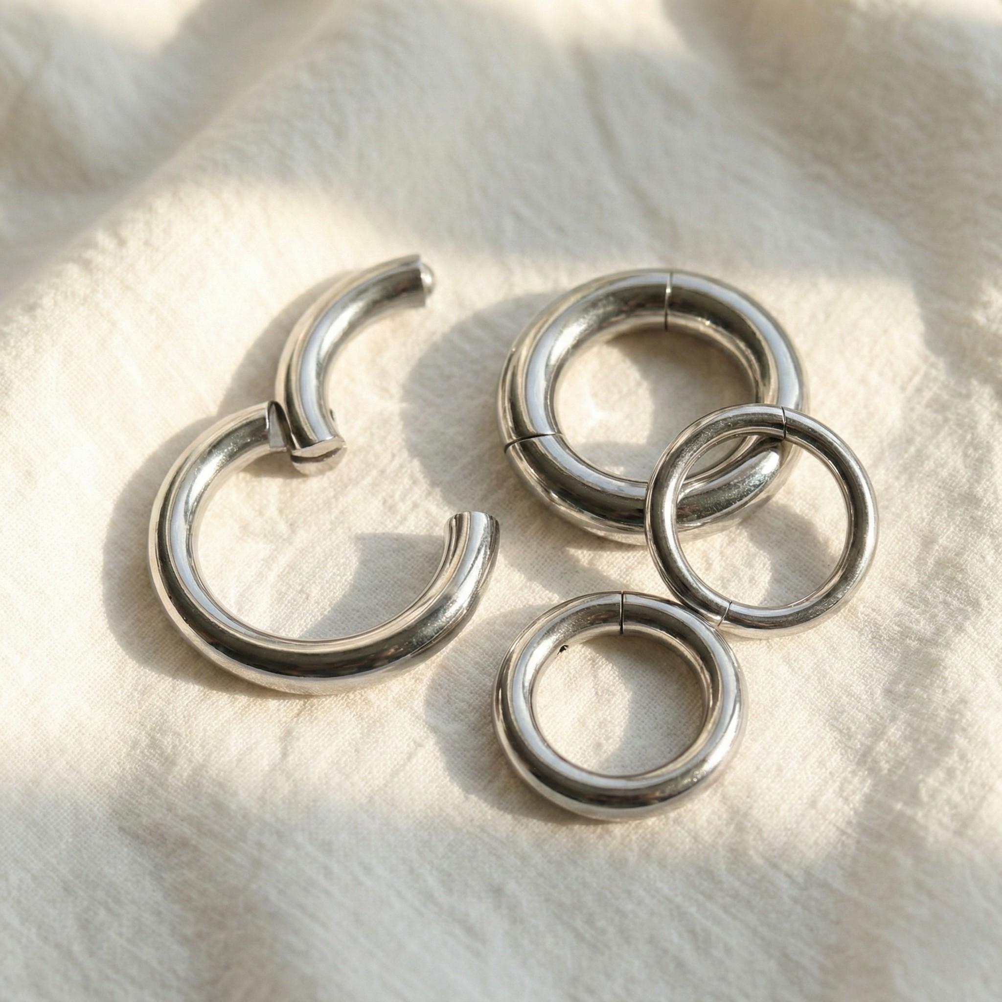 6G, 8G, 10G, ASTM F136 Titanium Hinged Segment Ring Clicker - Choose Your Color - Septum Ring Hoop Ear Weights - 10 or 8 Gauge