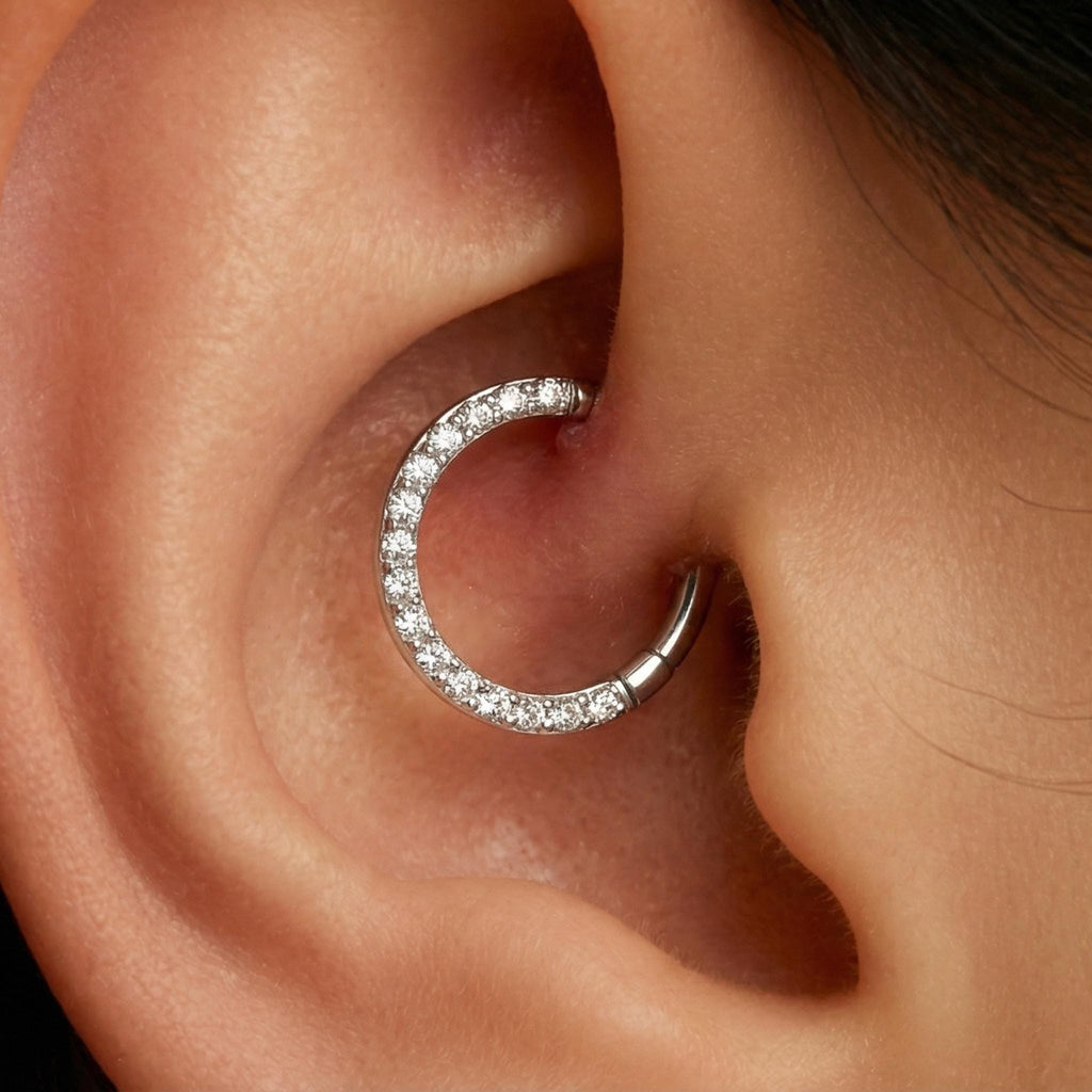 G23 Titanium Clicker Hoop, 16G 18G CZ Hinged Segment Ring, Septum Daith Helix Tragus Cartilage Piercing, Hypoallergenic Nose Earring