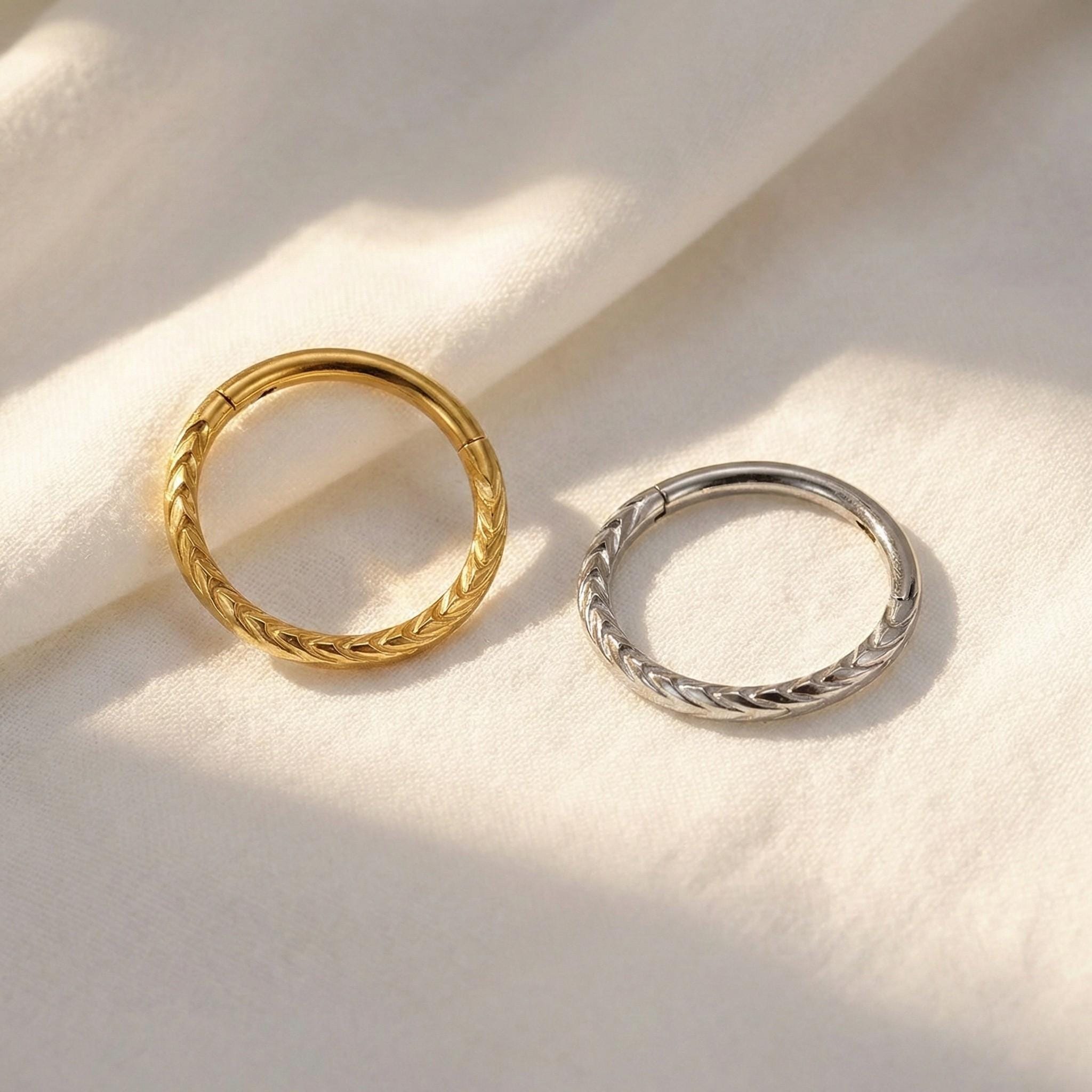 20G/18G/16G Titanium Braid Nose Hoop • Implant Grade Hinged Segment Clicker Ring for Nose, Septum & Cartilage Piercings