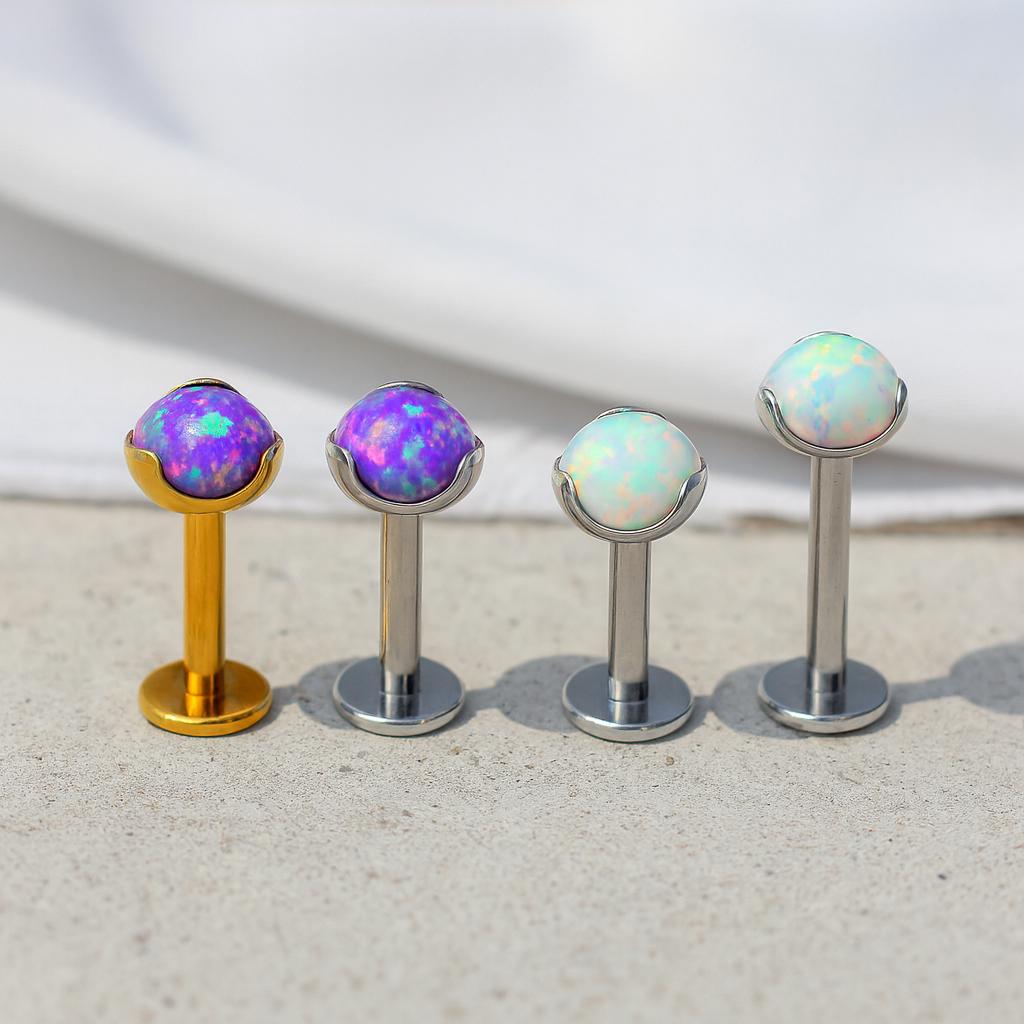 16G Titanium Labret Stud Earring • Opal Flat Back Earring • Helix Earring • Tragus Earring • Cartilage Earring • Nose Ring • Gift for Her