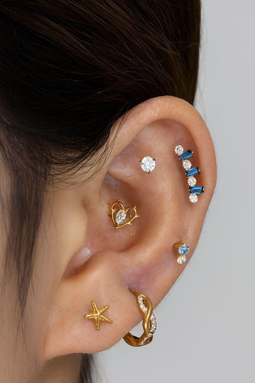 16G Titanium Baguette CZ Labret • Internally Threaded Flat Back Earring • Helix, Tragus & Cartilage Piercing Jewelry