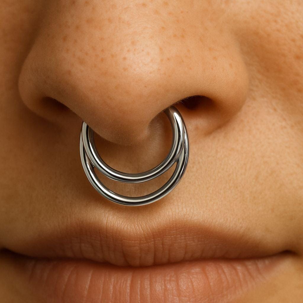 16G Titanium Double Hinged Hoop • Seamless Segment Nose Ring • Septum Clicker • Helix & Cartilage Piercing Earring