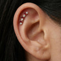 16G Titanium Baguette CZ Labret • Internally Threaded Flat Back Earring • Helix, Tragus & Cartilage Piercing Jewelry