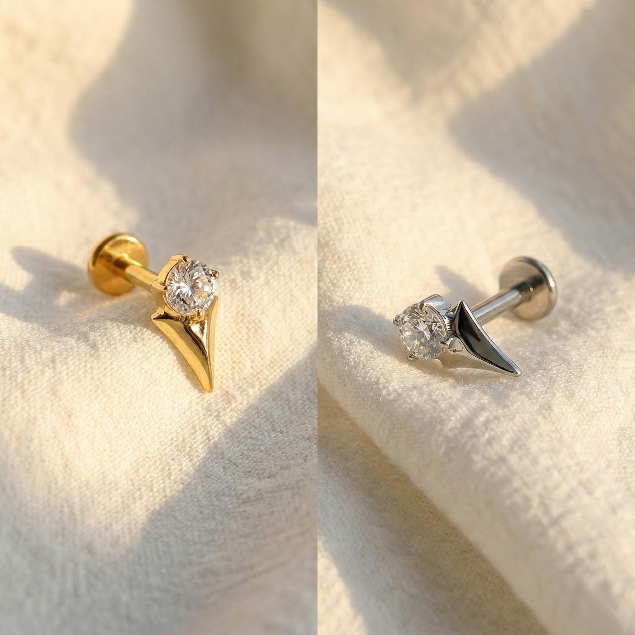 16G Spike Push Pin Labret • Threadless Flat Back Earring • Tragus Stud • Flat Back Stud • Helix Stud • Cartilage Stud • Nose Stud