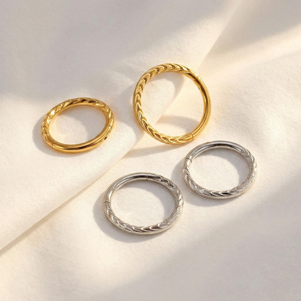 20G/18G/16G Titanium Braid Nose Hoop • Implant Grade Hinged Segment Clicker Ring for Nose, Septum & Cartilage Piercings