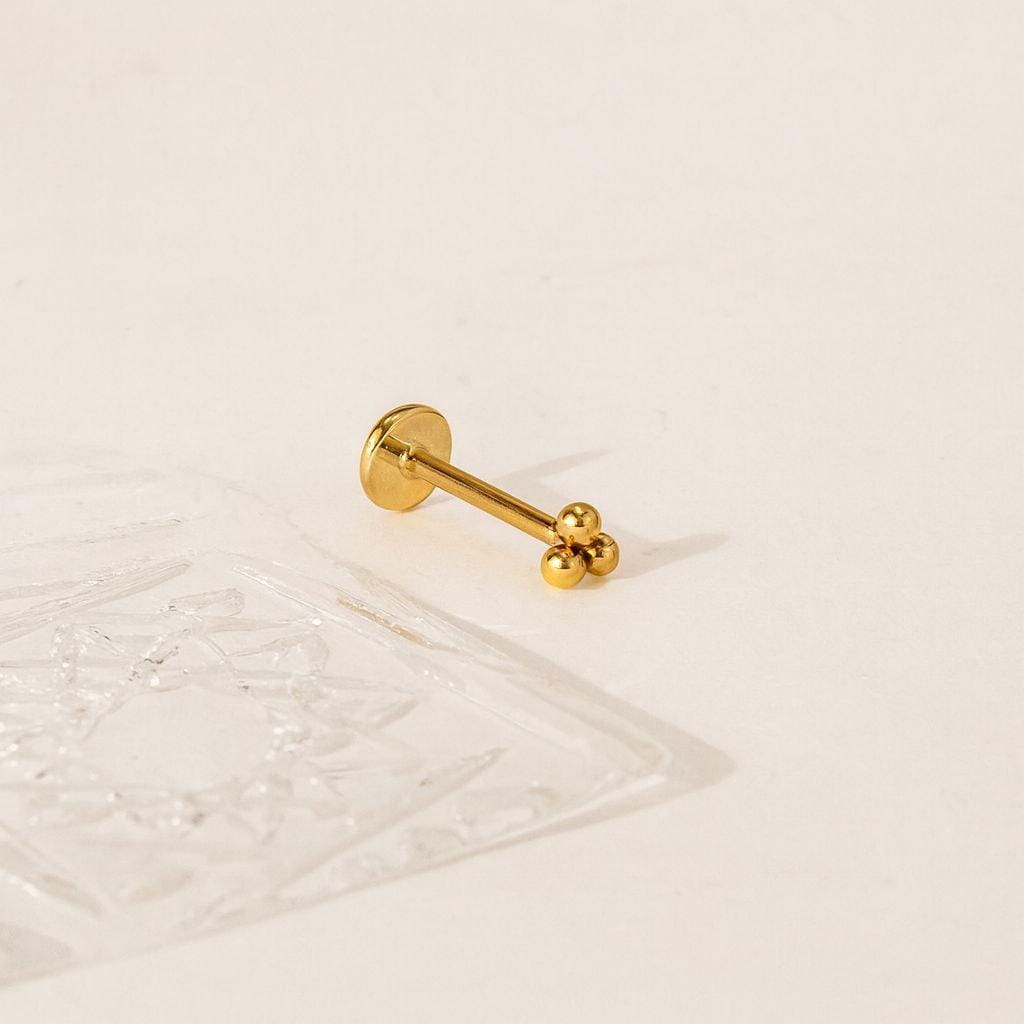 16G/18G/20G Titanium Triangle Bead Threadless Push Pin Labret, Bead Flat Back Earring, Cartilage Tragus Helix Conch Earring, Small Nose Stud