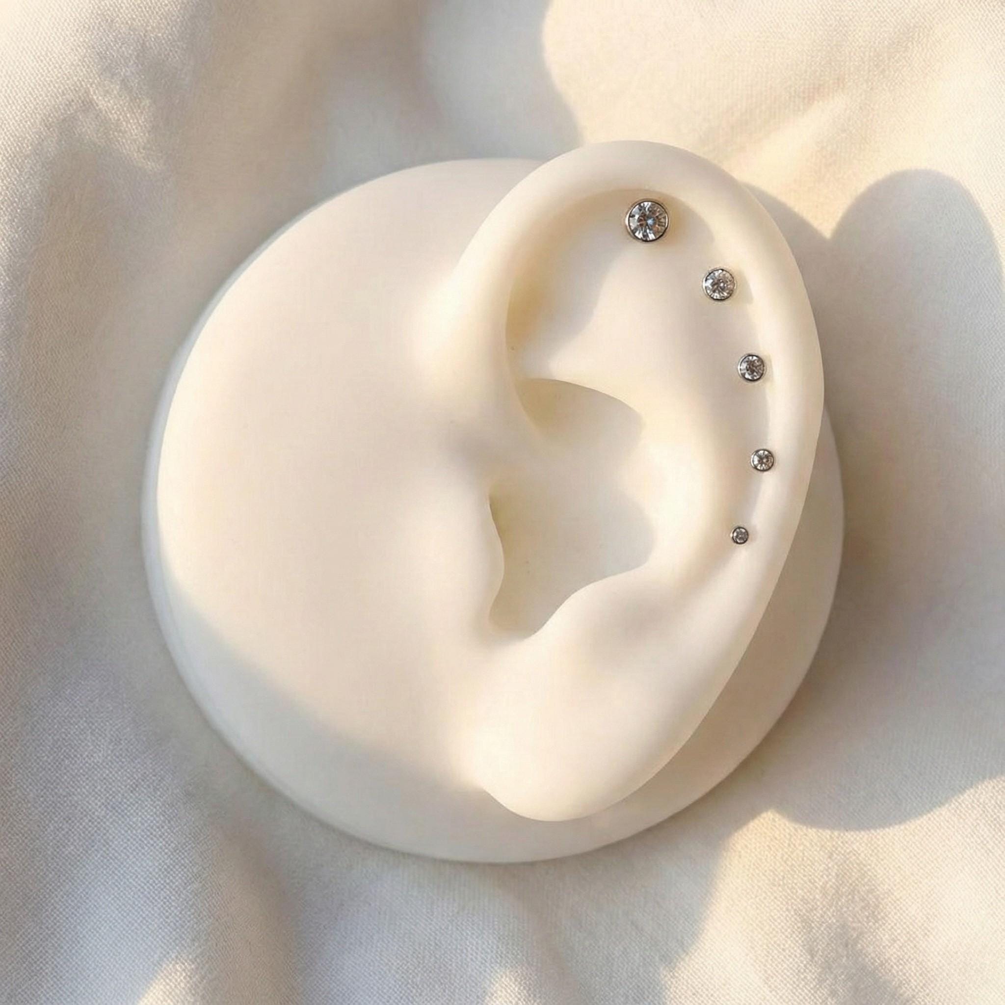 16G/18G Titanium Bezel CZ Labret Stud Earring • Tragus Earring • Helix • Cartilage • Internally threaded • Flat Back Earring • Gift for Her