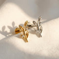 16G Titanium Olive Leaf Branch Stud • Flat Back Earring for Cartilage, Helix, Tragus, Conch & Labret Piercings / Dainty Jewelry Gift