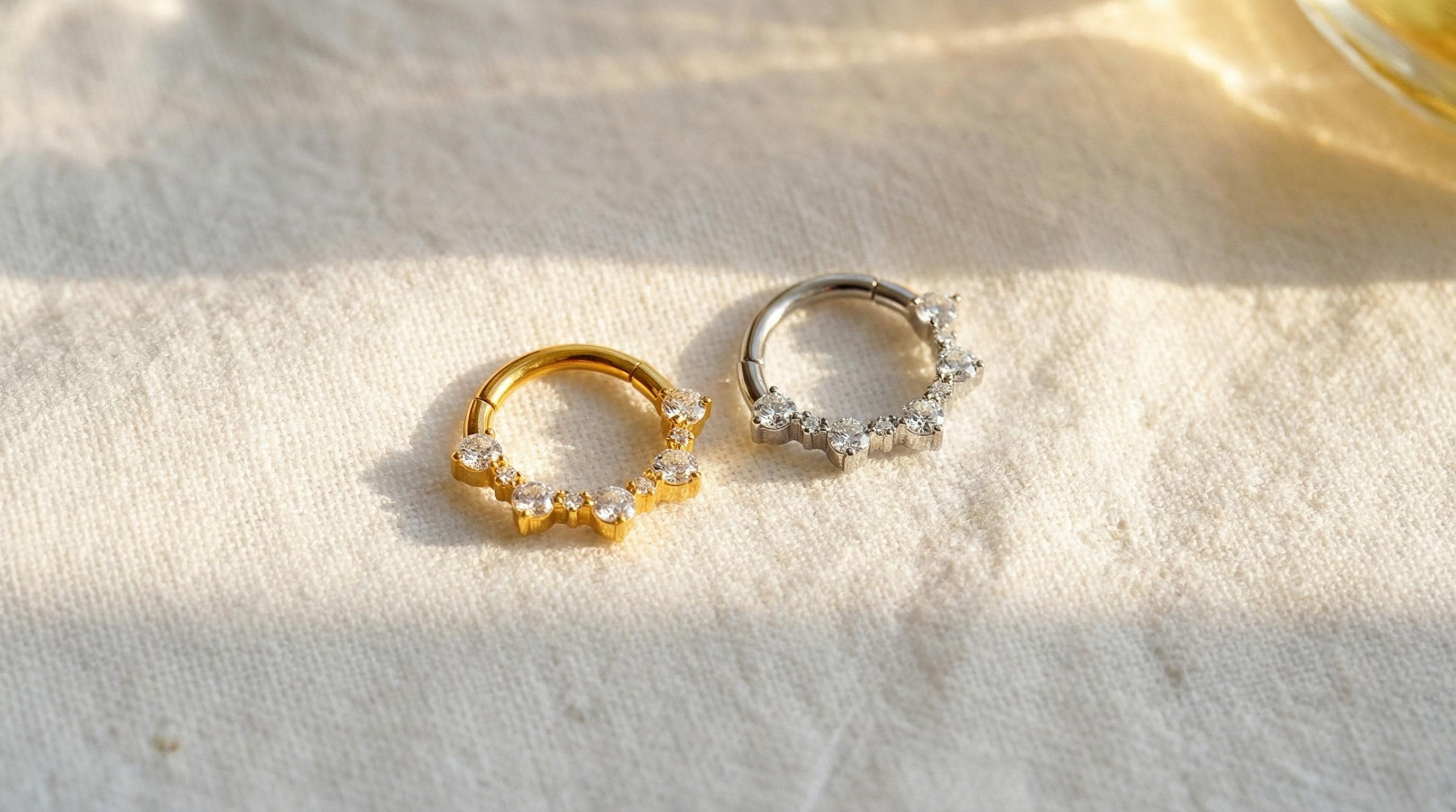 16G Titanium CZ Septum Clicker, Hinged Daith Hoop 8mm 10mm, Paved Segment Ring, Hypoallergenic Cartilage Earring