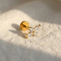 16G Flower CZ Stud Earring/Cartilage Studs/Helix Stud/Tragus Stud/Conch Earring Stud/Tiny Gold Earring Stud/Internally Threaded Earring Stud
