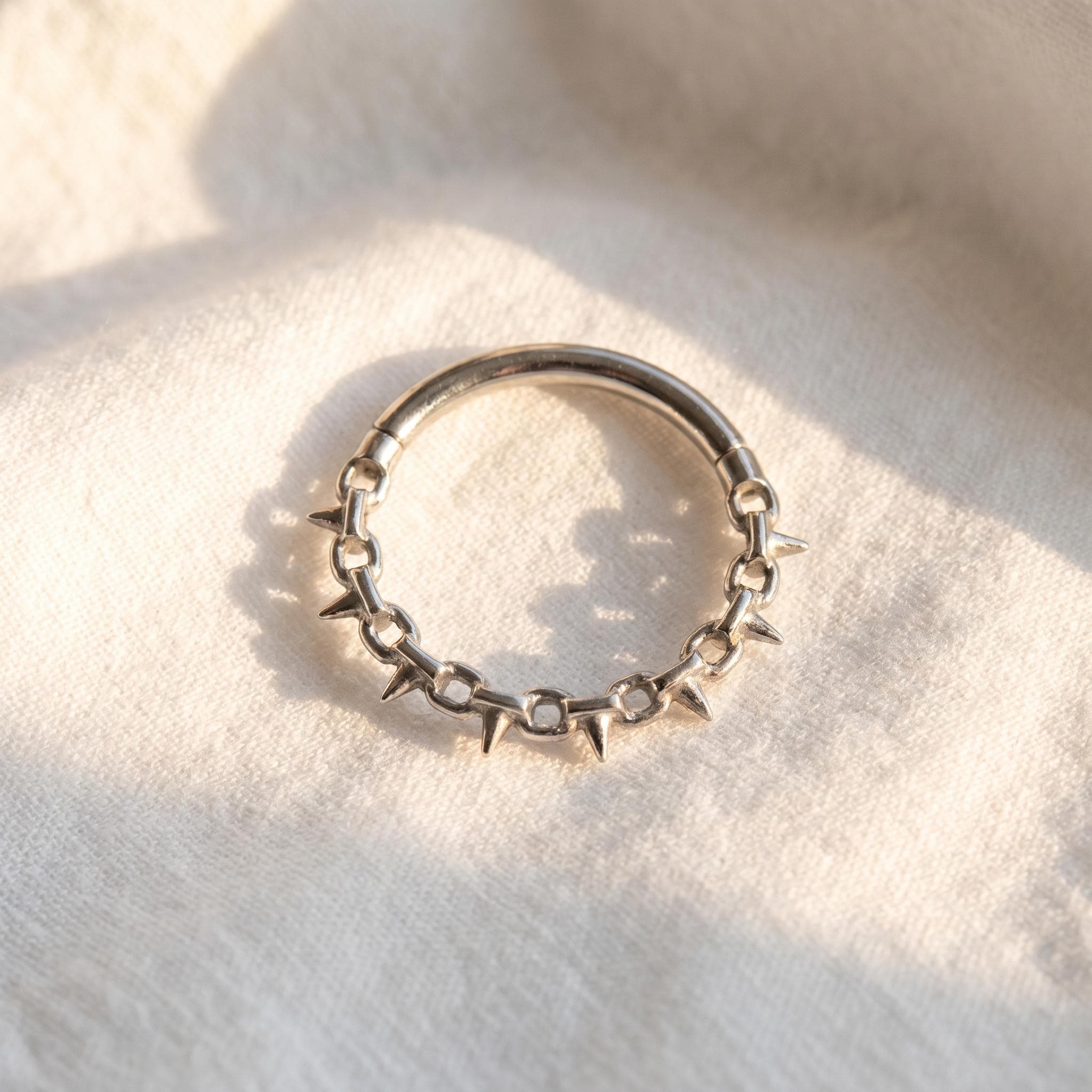 16G Titanium Chain Spike Hoop • Clicker Septum Ring for Helix, Conch, Cartilage & Daith Piercings – Edgy Body Jewelry