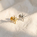 16G Titanium North Star Stud, CZ Starburst Flat Back Earring, Sparkly Helix Tragus Conch Piercing, Hypoallergenic Celestial Labret