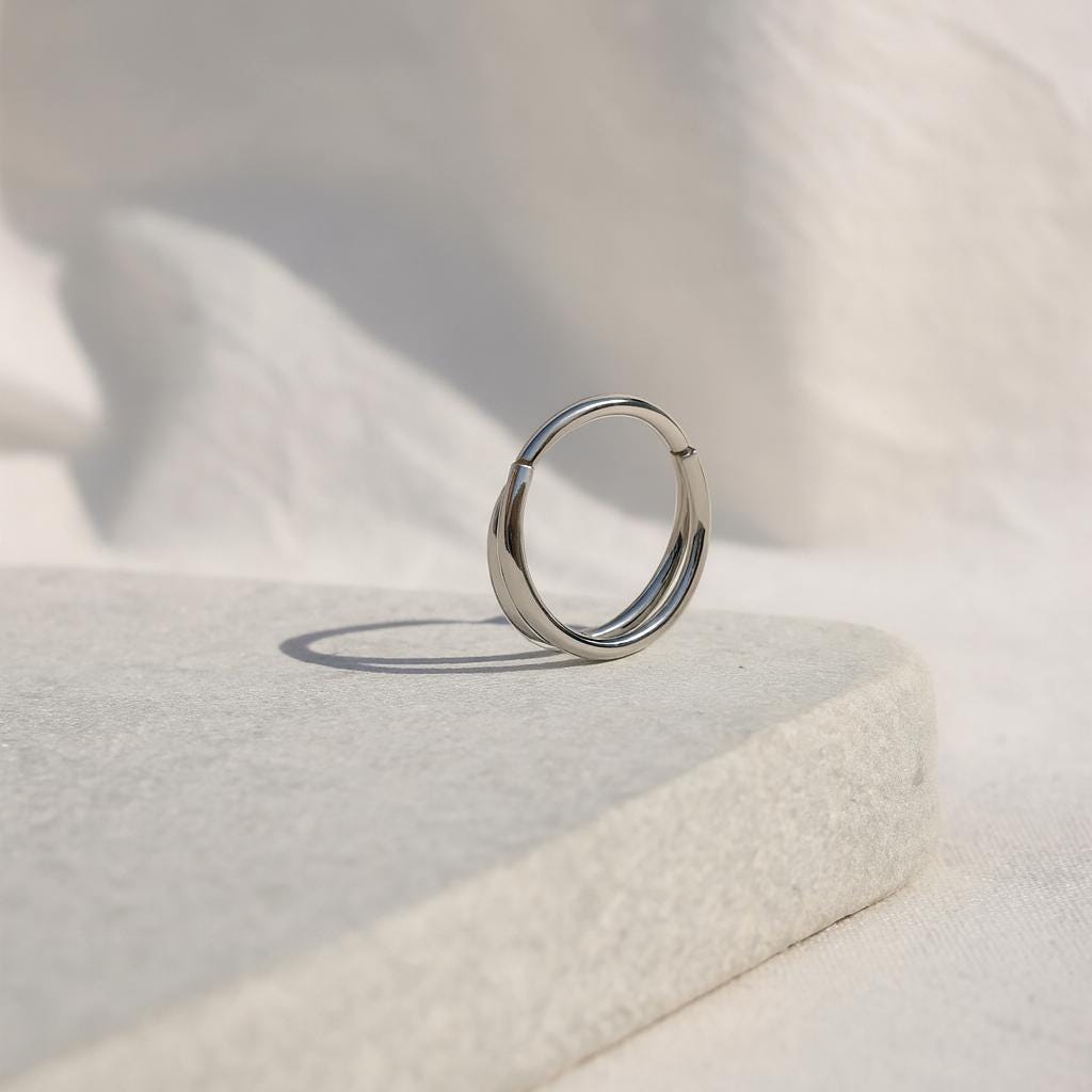 16G Titanium Double Hinge Hoop • Hinged Segment Nose Ring • Septum Clicker Ring • Cartilage Hoop • Helix Earring Hoop