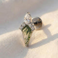 Titanium Moss Agate Labret Stud Earring • Flat Back Earring • Helix Earring • Tragu • Cartilage Earring • Nose Ring • Gift for Her