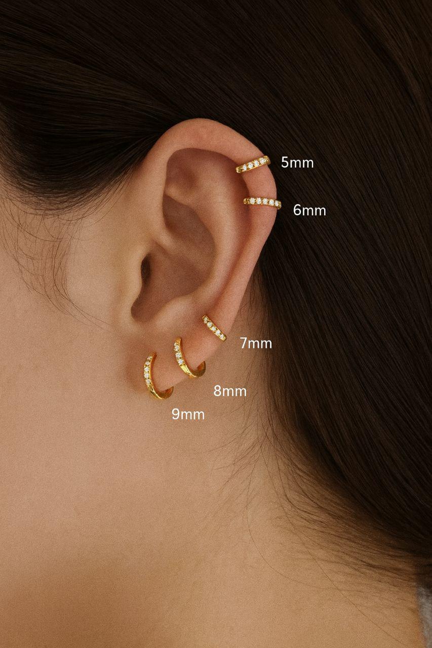 Skinny CZ Huggie Hoops in Sterling Silver, Silver or Gold, Minimalist Hoop Earrings, 6mm, 7mm, 8mm Hoops, cartilage hoops