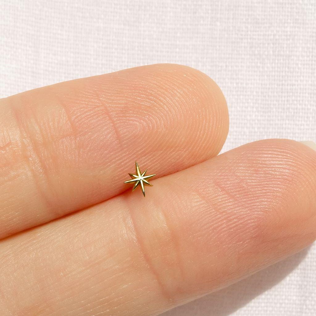 20G/18G/16G Star burst Push Pin Labret • Threadless Flat Back Earring • Tragus Stud • Flat Back Stud • Helix Stud • Cartilage Stud