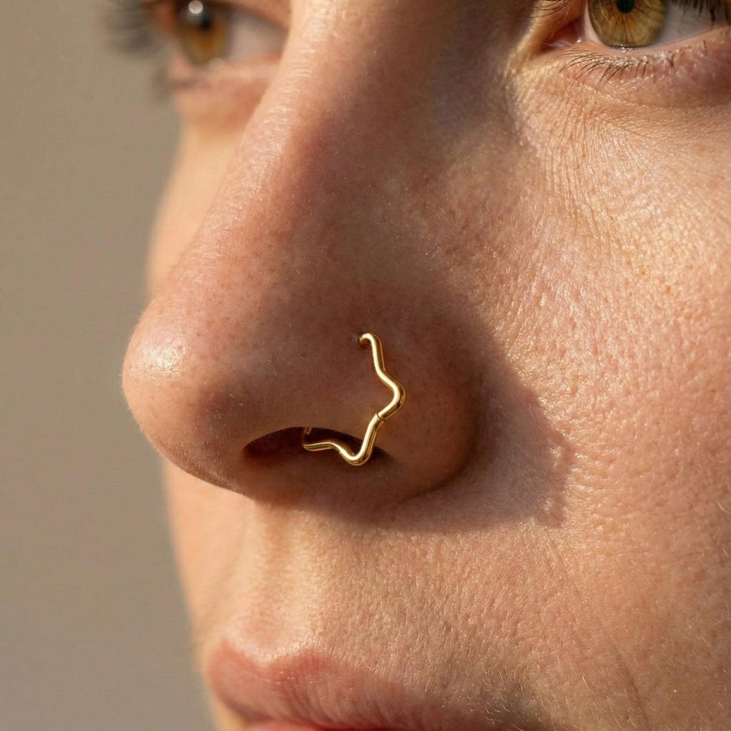 16G Titanium Five-Point Star Septum Ring • Simple Nose Hoop • Conch & Cartilage Piercing Jewelry