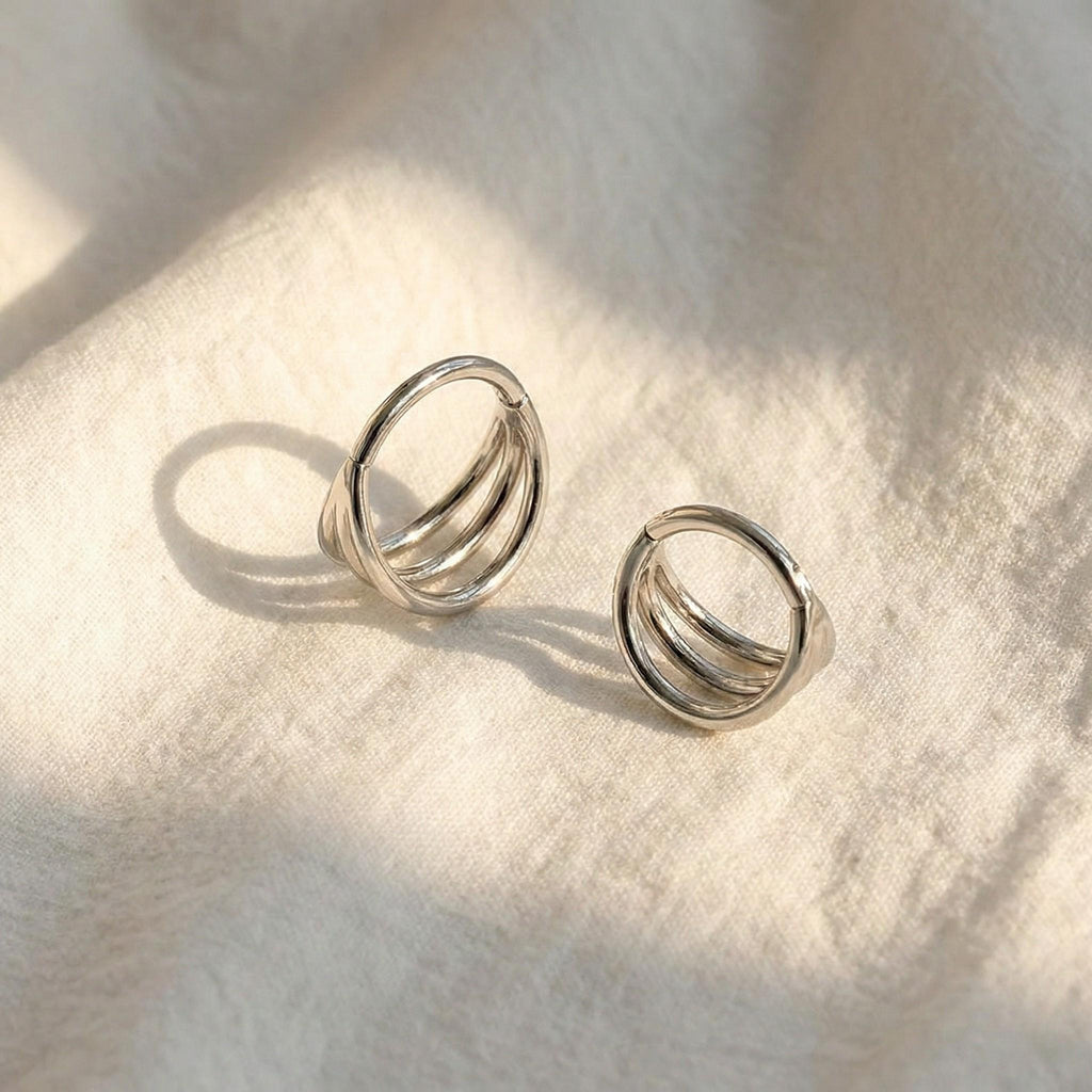 16G Triple Ring Cartilage Hoop/Hinged Hoop Earring/Tragus Hoop/Daith Ring/Helix Hoop/Conch Hoop/Lobe Earring/Minimalist Earring/Gift For Her