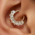 16G Titanium Teardrop Septum Clicker, Pear CZ Daith Hoop, Hinged Segment Ring, Helix Cartilage Earring, Hypoallergenic Piercing