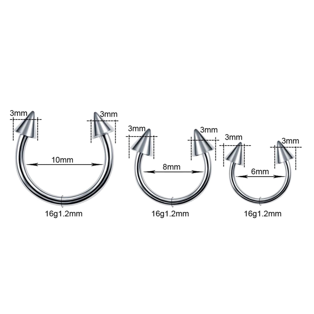 16G Titanium Circular Barbell, Classic Horseshoe Septum Ring, Hypoallergenic Cartilage Daith Helix Tragus Hoop, Basic Body Jewelry