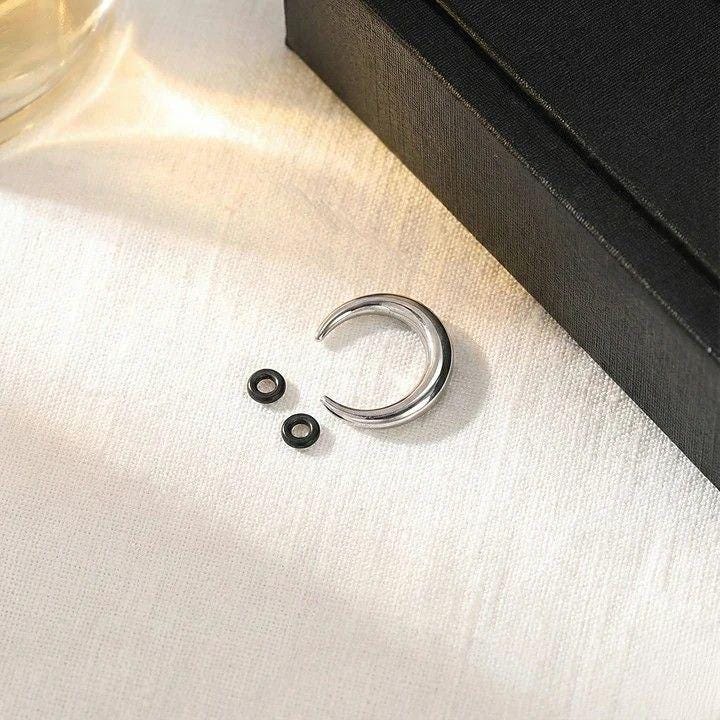 Crescent Horseshoe Pincher Septum Ring • 16G–8G Steel Ear Weights • Gauged Plugs & Stretchers • Bull Taper Nose Hoop Piercing