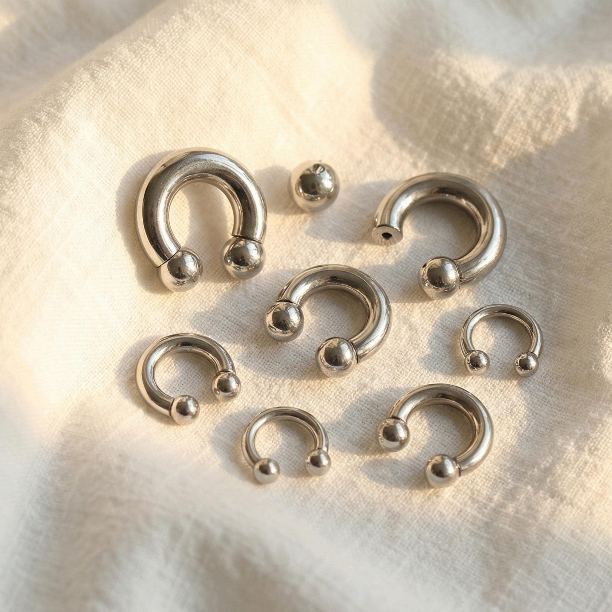 Thick Surgical Steel Horseshoe Septum Ring 12G-2G, Large Gauge Circular Barbell, Stretched Earlobe Earring, Heavy Cartilage Piercing