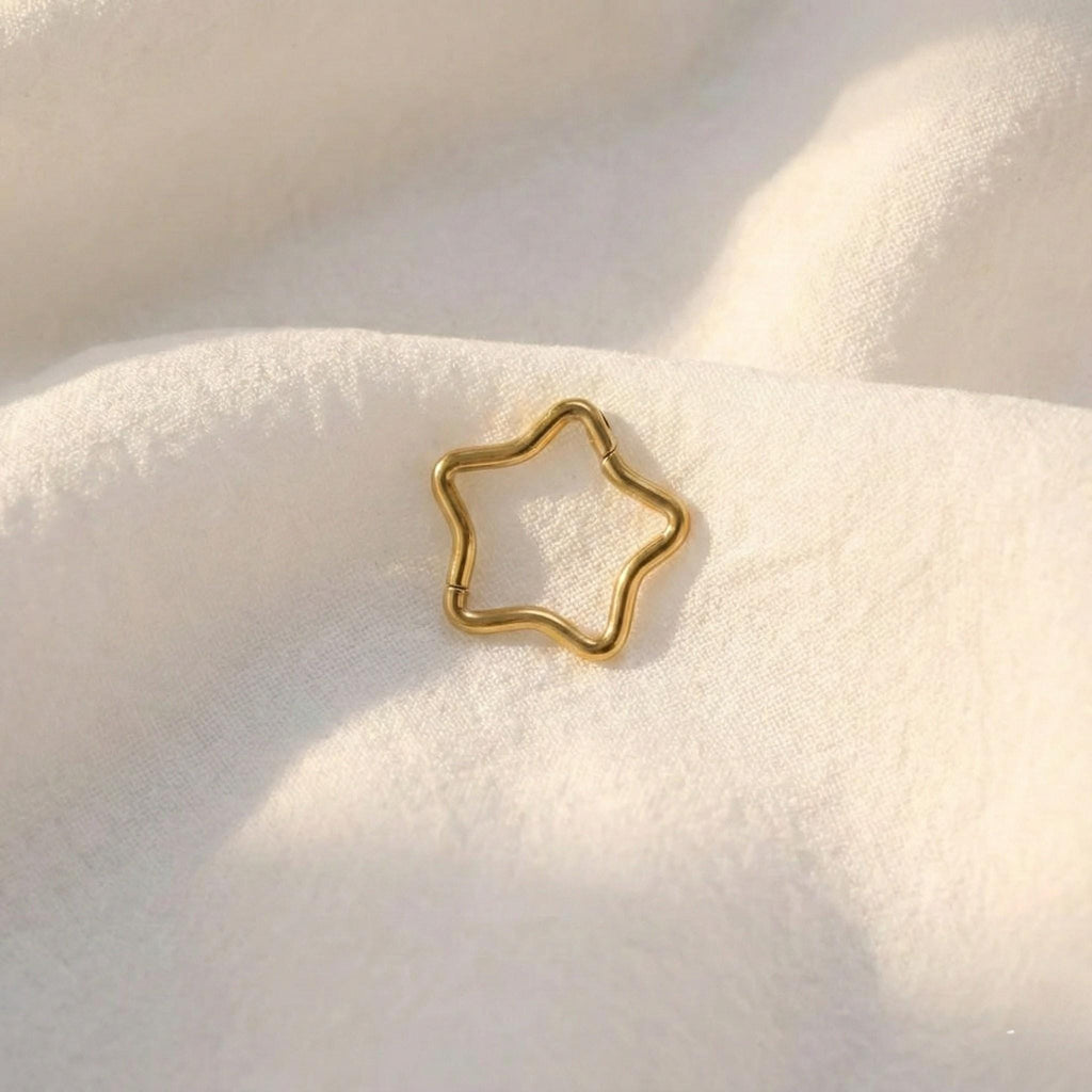 16G Titanium Five-Point Star Septum Ring • Simple Nose Hoop • Conch & Cartilage Piercing Jewelry