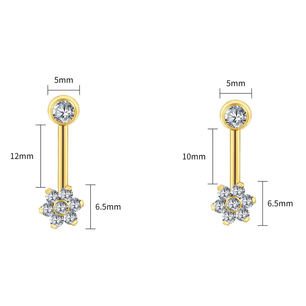 14G Titanium VCH Piercing, CZ Flower Christina Barbell, L-Bend Intimate Jewelry, Implant Grade Genital Ring, ASTM F136