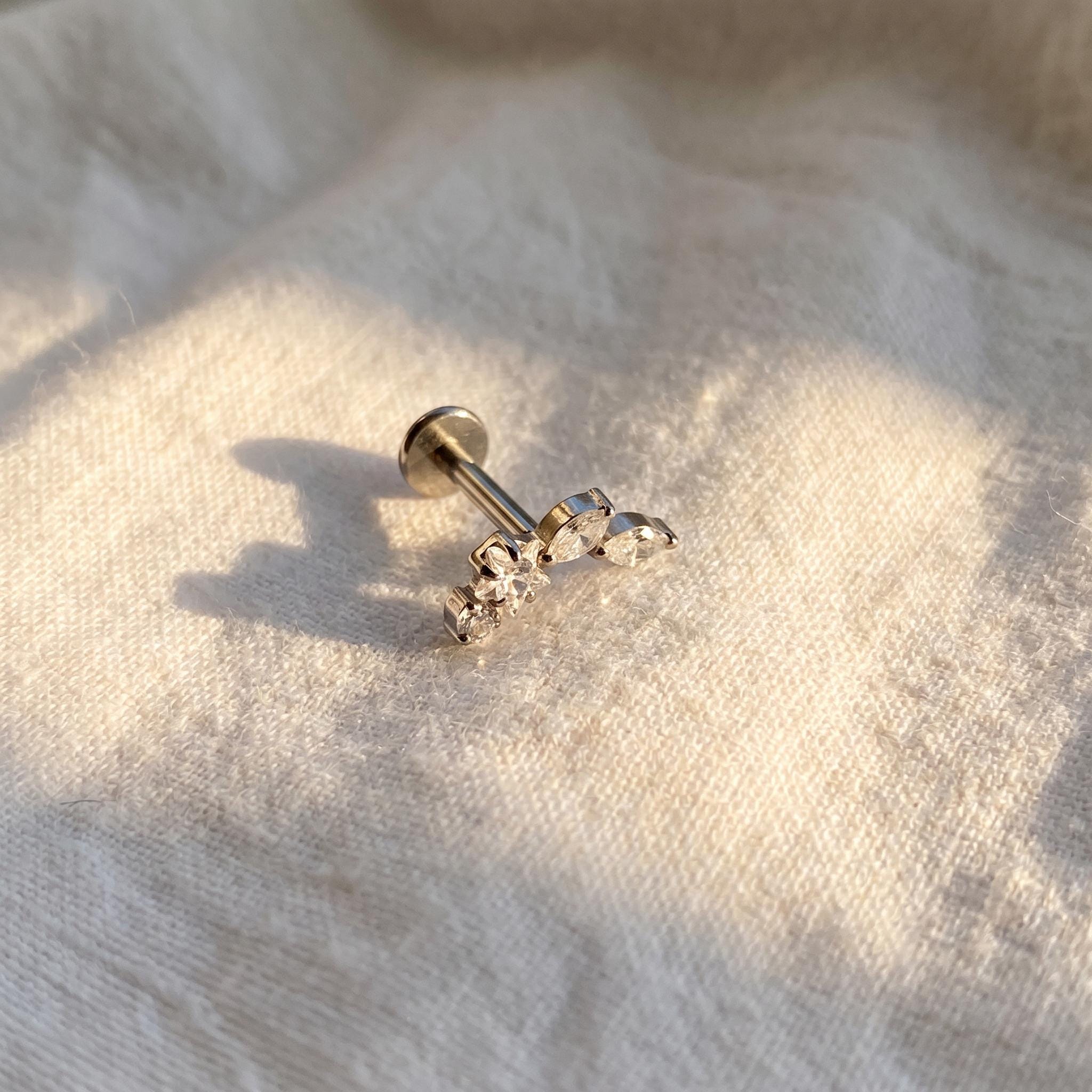 ASTM F136 Titanium Constellation Piercing | Internally Threaded Star Labret | Tragus & Helix Earring | Hypoallergenic Conch Jewelry