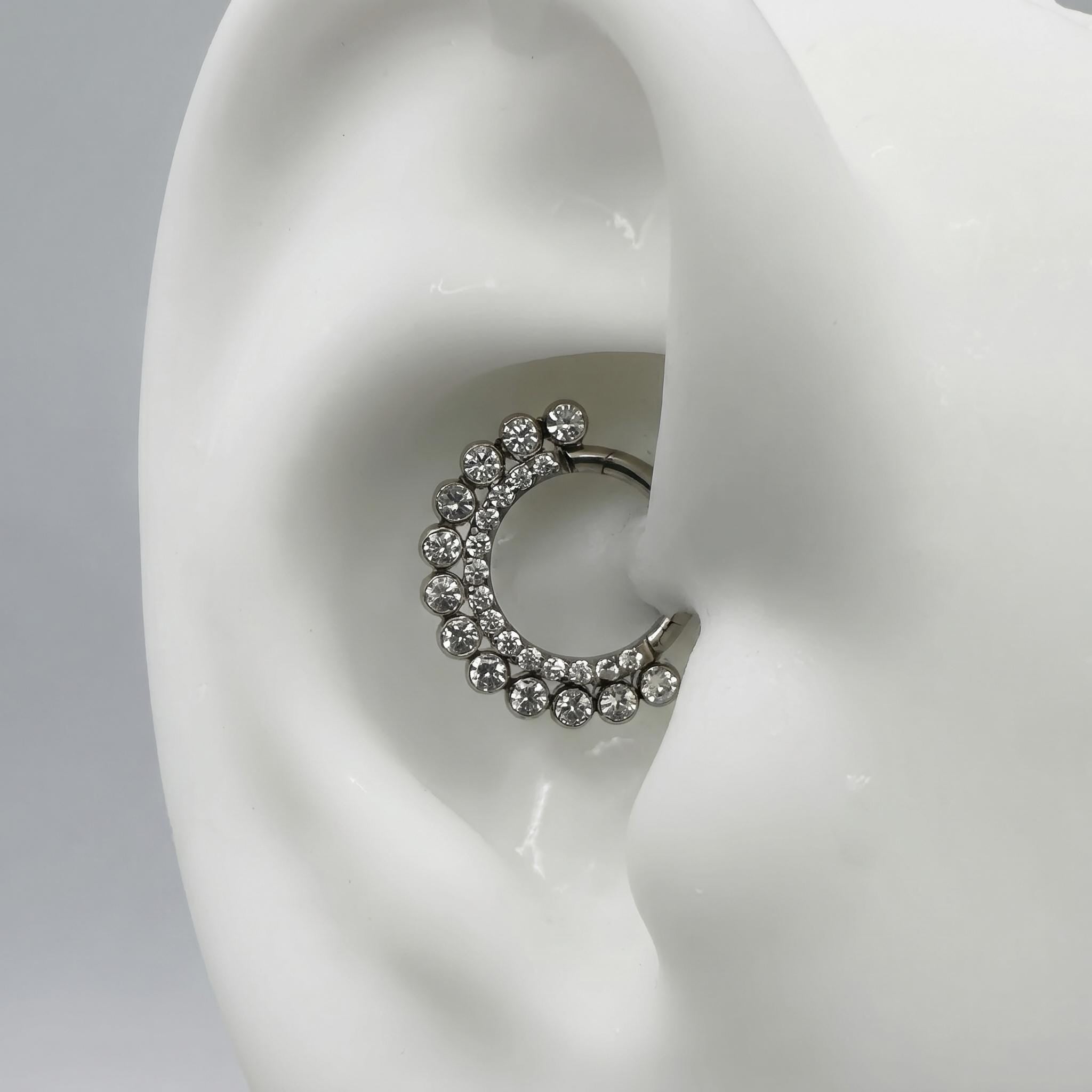 16G Titanium Luxurious CZ Hoop, Cartilage Earring Clicker, Tragus Earlobe Ring, Septum Nose Piercing, ASTM F136 Implant Grade