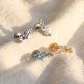 16G Titanium Constellation Star Labret, Internally Threaded Cartilage Stud, Conch Tragus Helix Piercing, Celestial Flat Back Earring