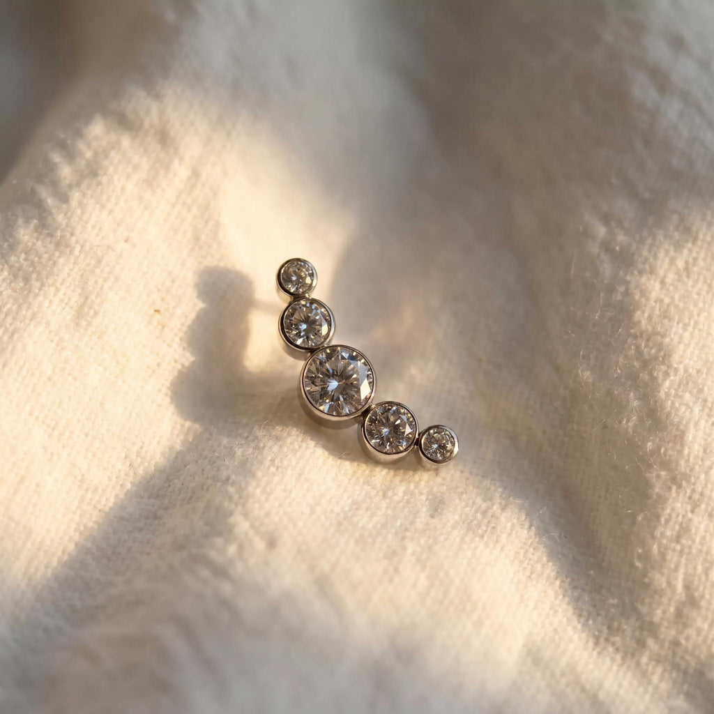 ASTM F136 Titanium Labret | Internally Threaded Opal Tragus Stud | 16G 18G Cartilage Piercing | 5A CZ Lip Ring | Hypoallergenic Earring