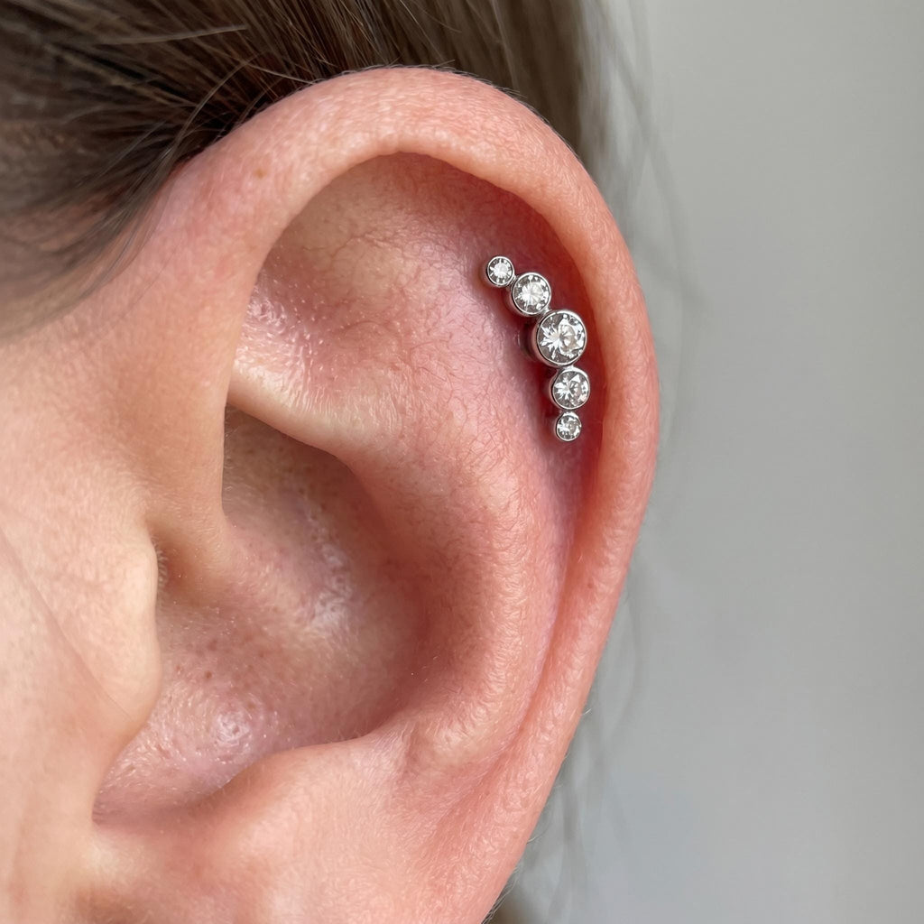 ASTM F136 Titanium Labret | Internally Threaded Opal Tragus Stud | 16G 18G Cartilage Piercing | 5A CZ Lip Ring | Hypoallergenic Earring
