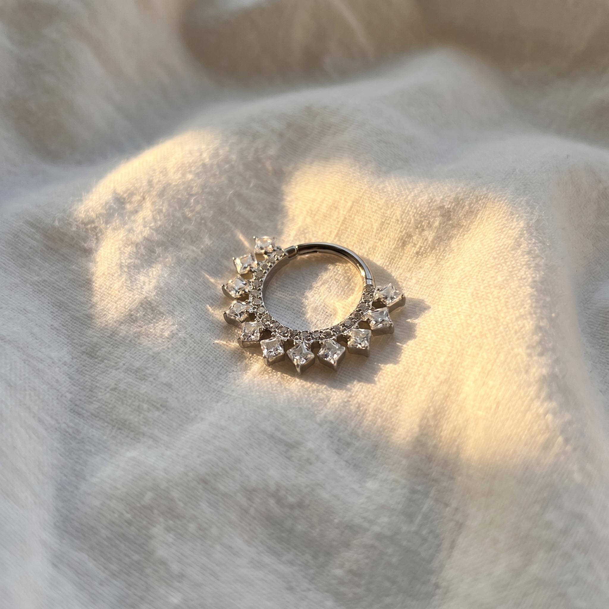 CZ Septum Clicker – Titanium Paved Daith & Helix Hoop