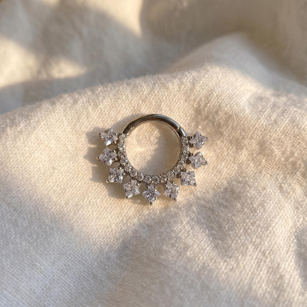 CZ Septum Clicker – Titanium Paved Daith & Helix Hoop