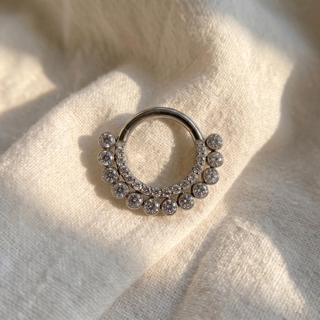 16G Titanium Luxurious CZ Hoop, Cartilage Earring Clicker, Tragus Earlobe Ring, Septum Nose Piercing, ASTM F136 Implant Grade