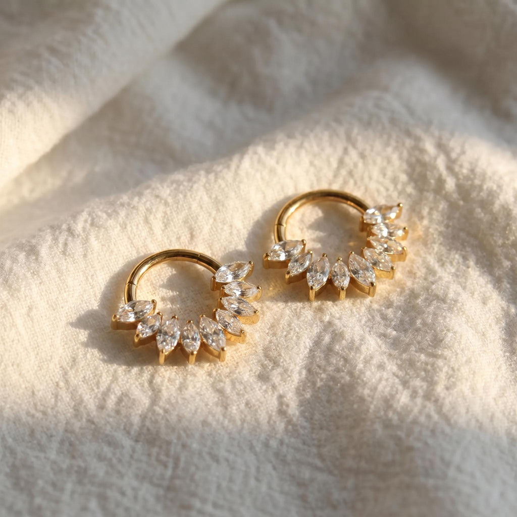 Marquise CZ Statement Septum Clicker – Titanium Daith & Rook Hoop