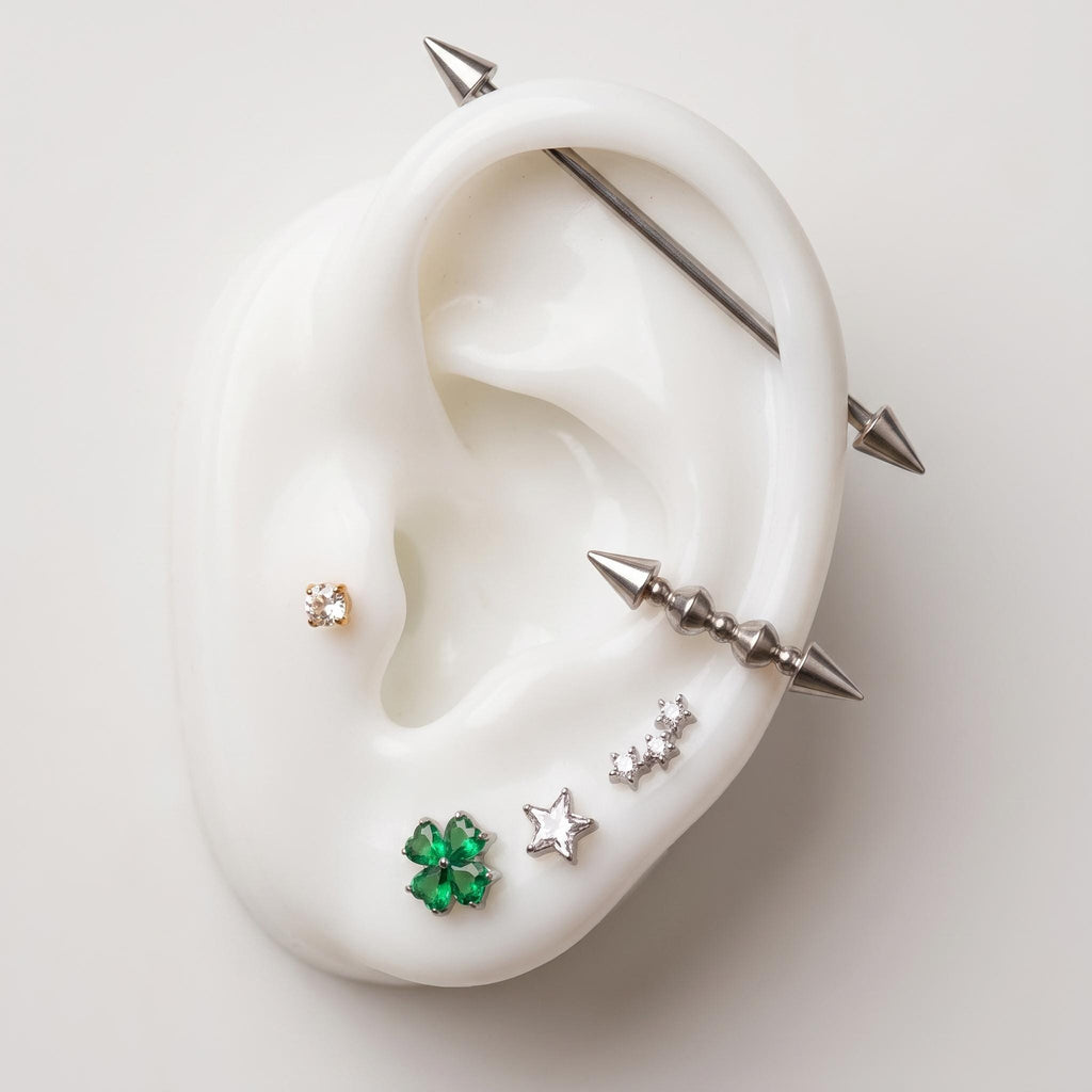 Heart CZ Flower Stud – Titanium Flat Back Helix, Tragus & Conch Earring