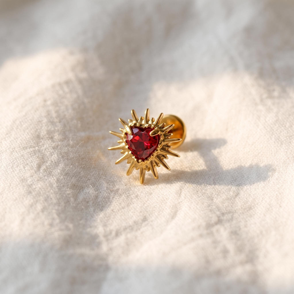 Heartbreak Broken Heart CZ Stud – Titanium Y2K Emo Helix Earring
