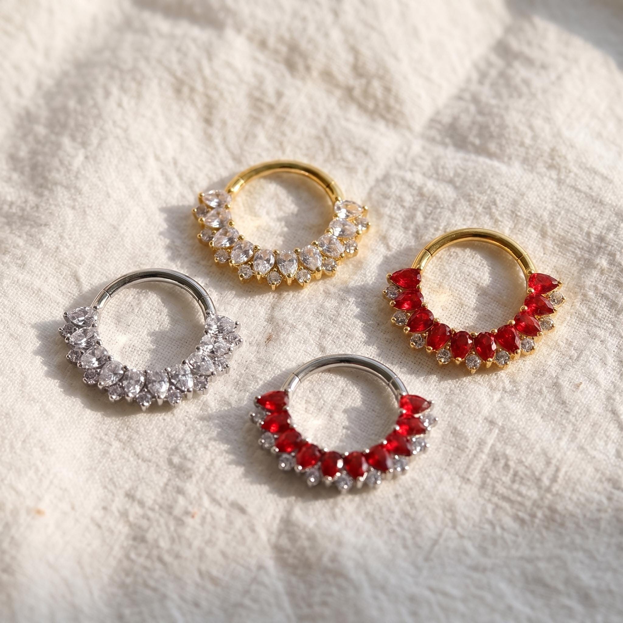 Teardrop Septum Clicker – Titanium Pear CZ Daith Hoop