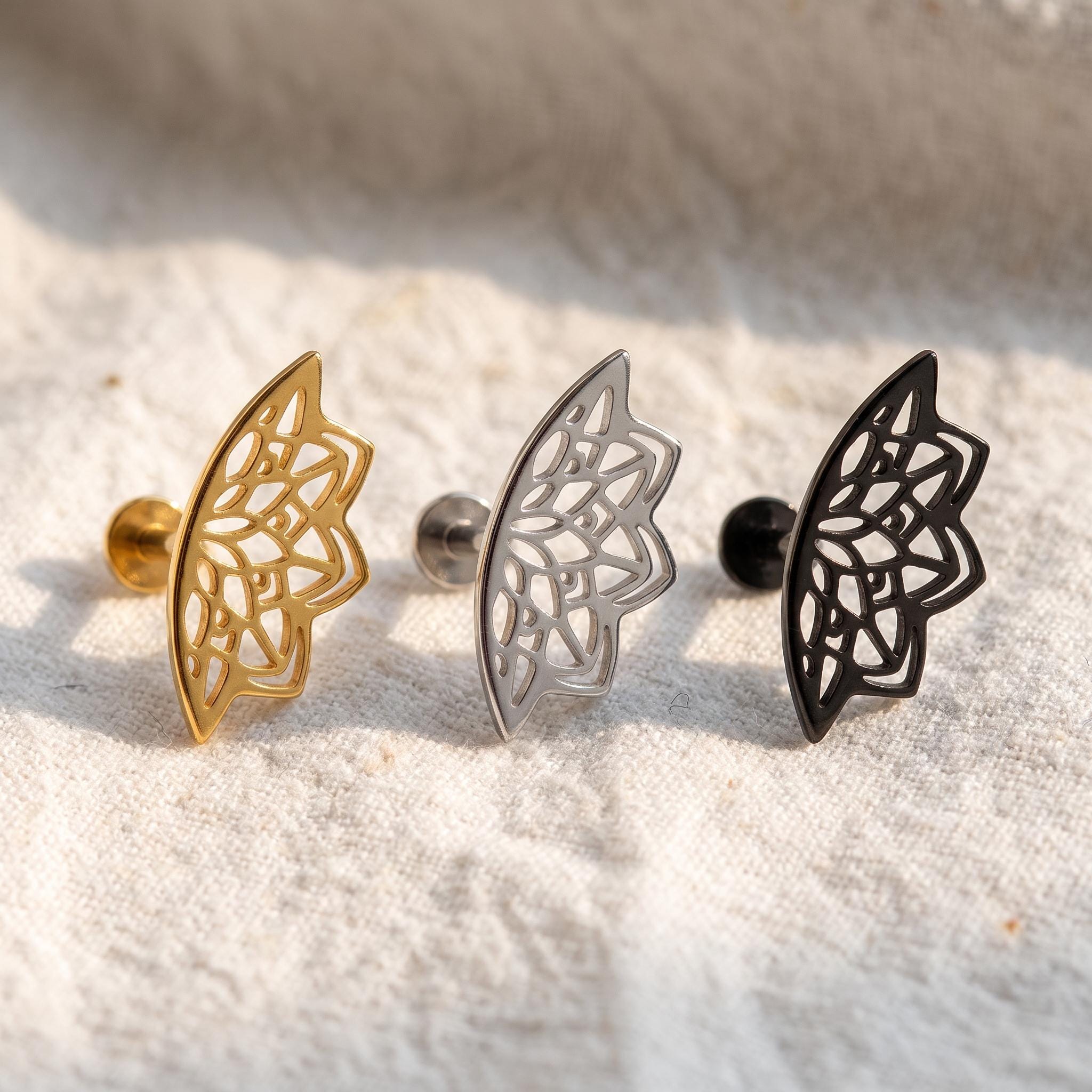 Lotus Flower Hidden Helix Stud – Titanium Floating Cartilage Earring