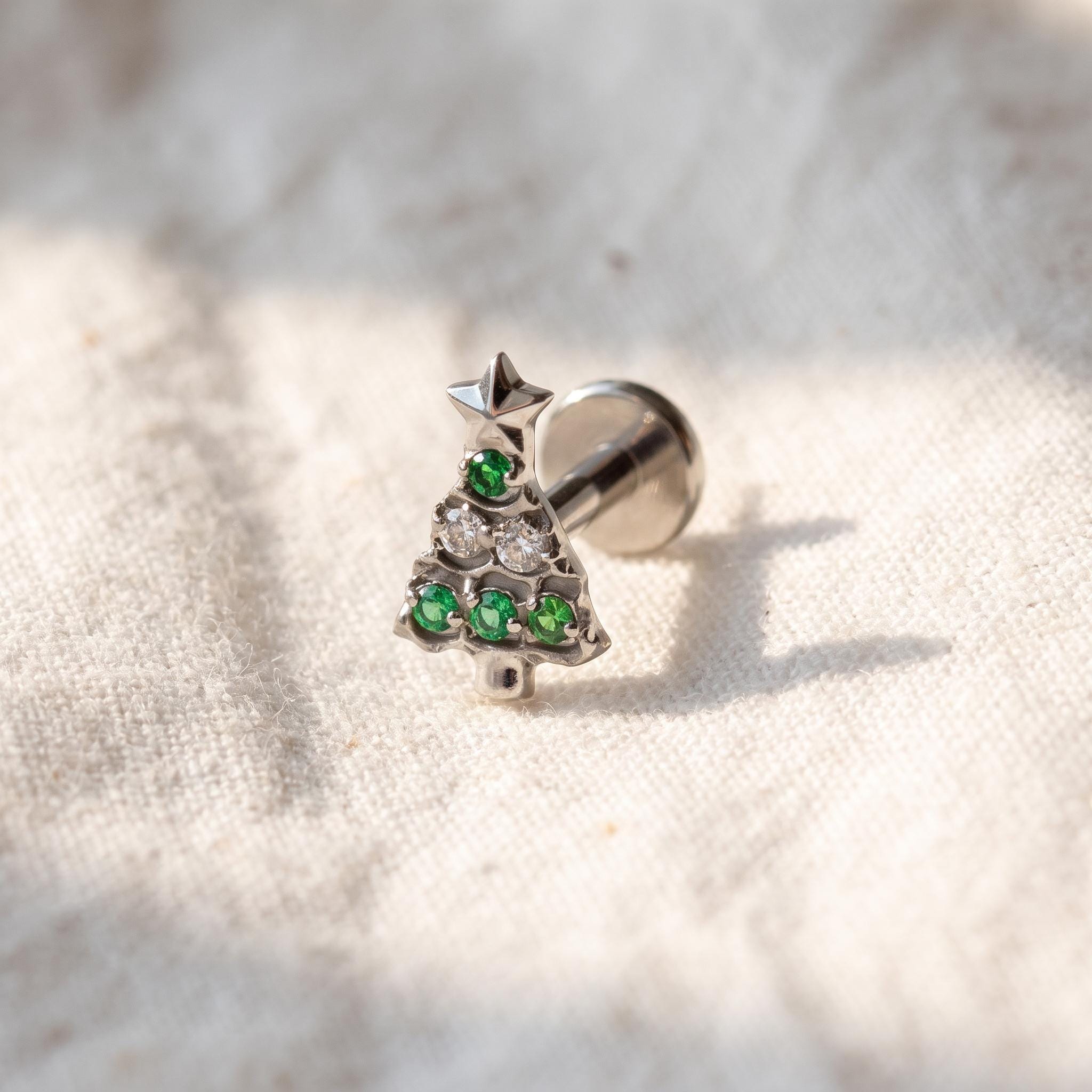 Front view of the titanium flat-back stud designed for helix and tragus piercings