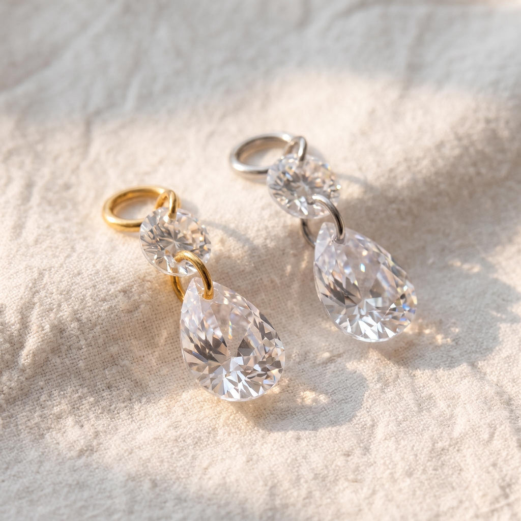 Floating Teardrop Charm – Titanium Round CZ Helix Dangle Add-On