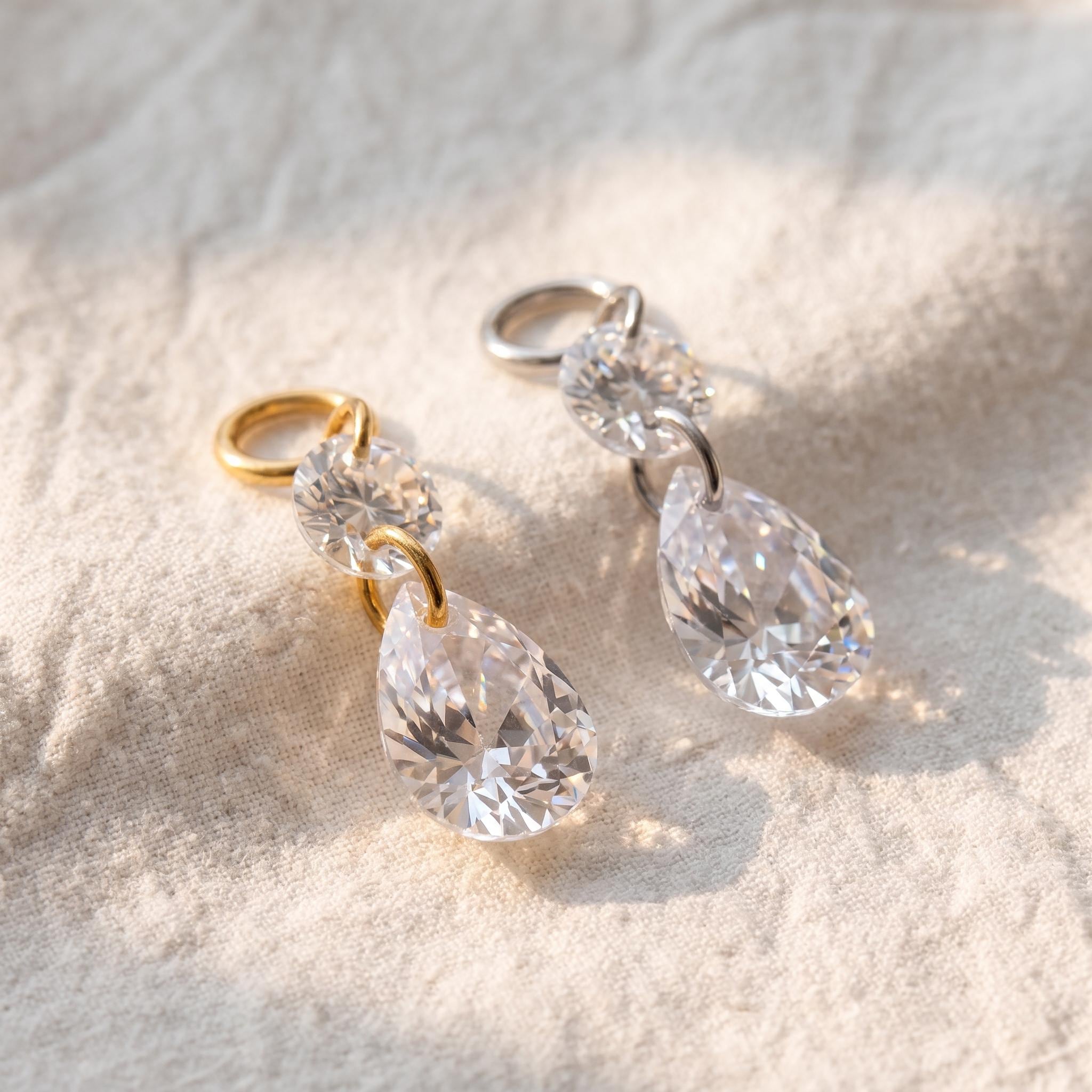 Floating Teardrop Charm – Titanium Round CZ Helix Dangle Add-On