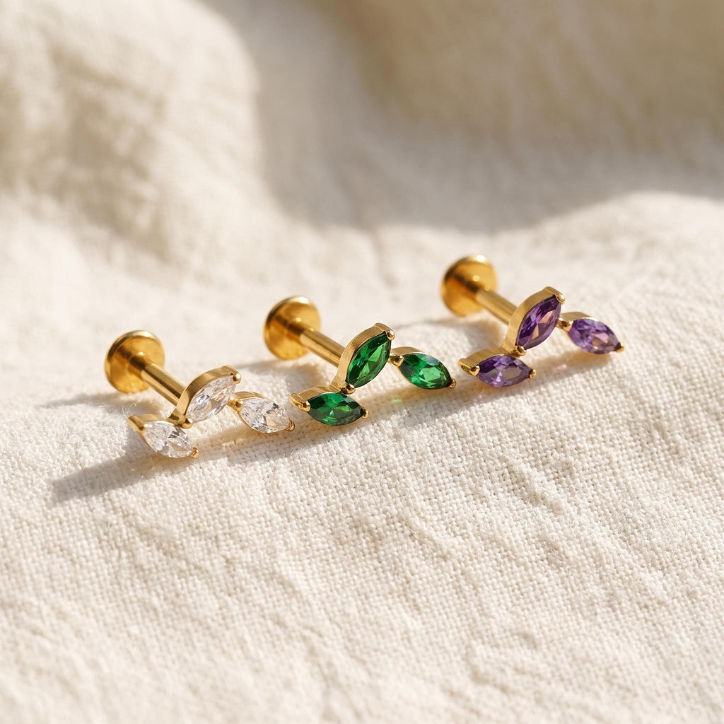 Triple Marquise Cluster Stud – Titanium CZ Helix Climber