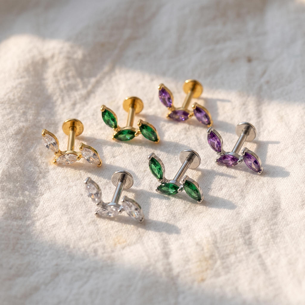 Triple Marquise Cluster Stud – Titanium CZ Helix Climber