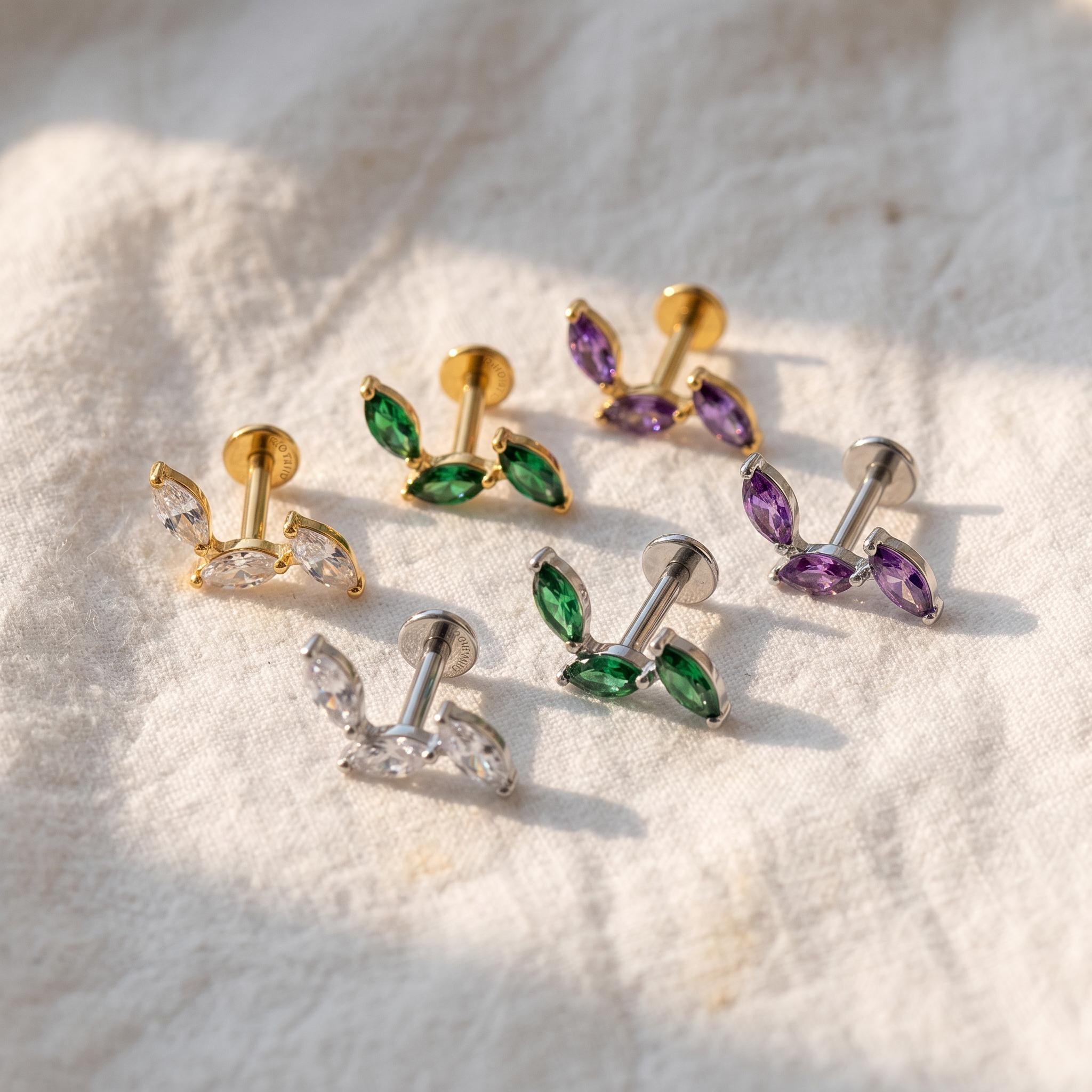 Triple Marquise Cluster Stud – Titanium CZ Helix Climber