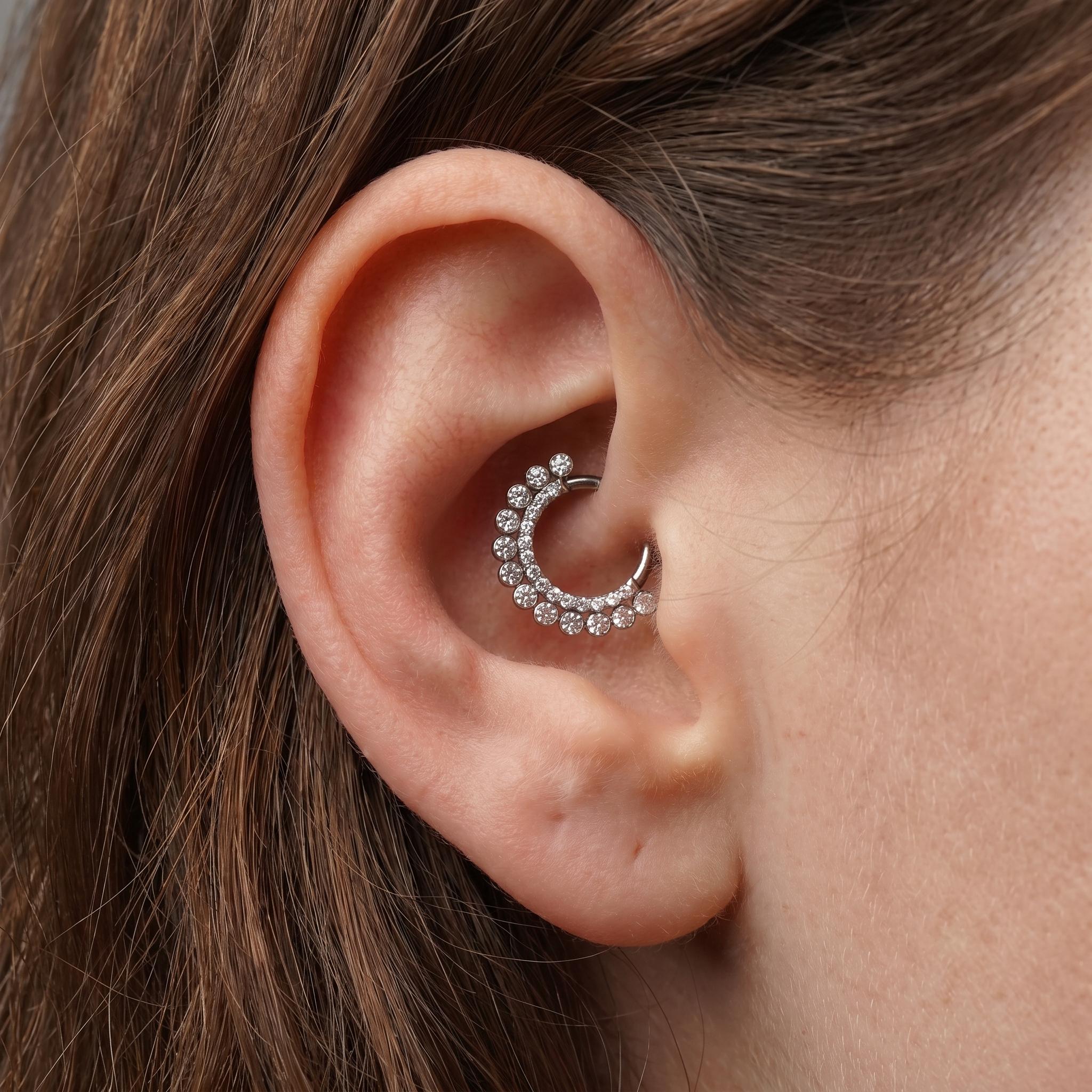16G Titanium Luxurious CZ Hoop, Cartilage Earring Clicker, Tragus Earlobe Ring, Septum Nose Piercing, ASTM F136 Implant Grade