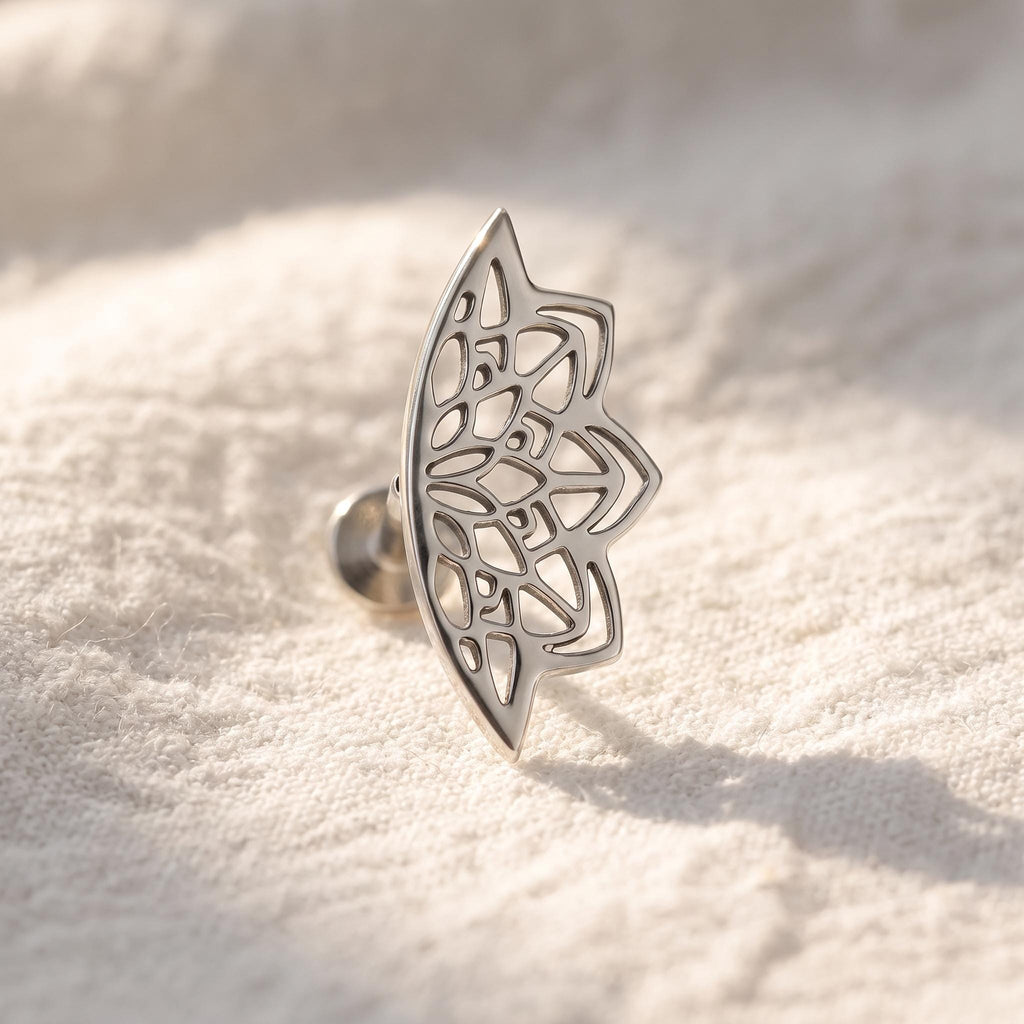 Lotus Flower Hidden Helix Stud – Titanium Floating Cartilage Earring