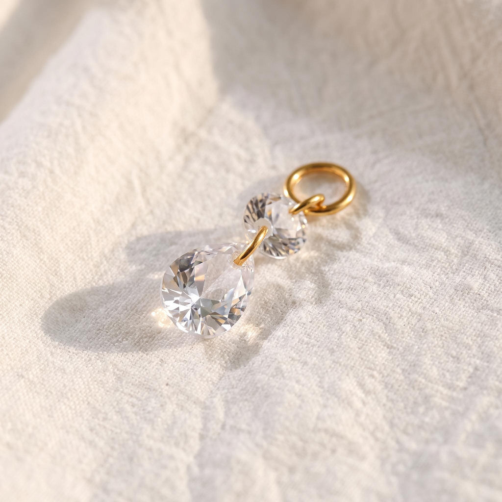 Floating Teardrop Charm – Titanium Round CZ Helix Dangle Add-On